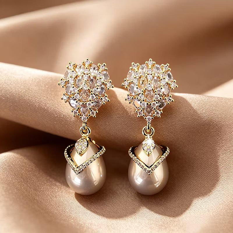 Elegant Teardrop Faux Pearl Drop Earrings