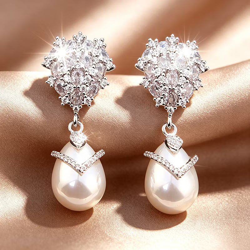 Elegant Teardrop Faux Pearl Drop Earrings