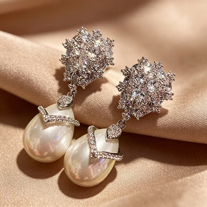 Elegant Teardrop Faux Pearl Drop Earrings