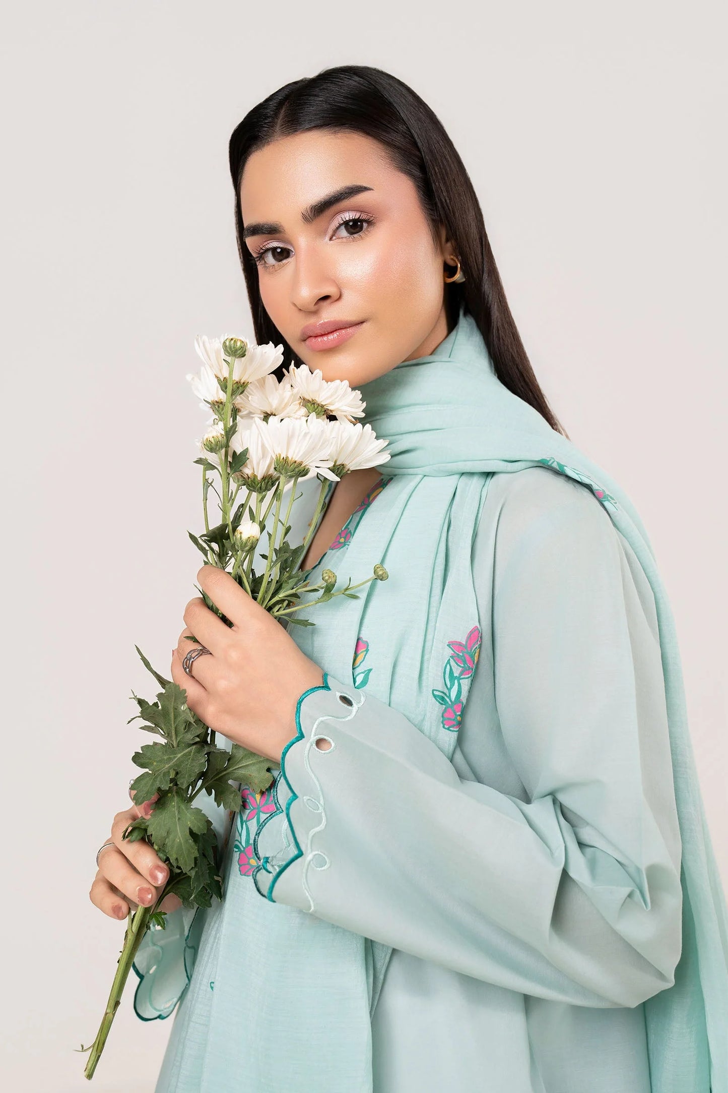 two piece embroidered lawn suit