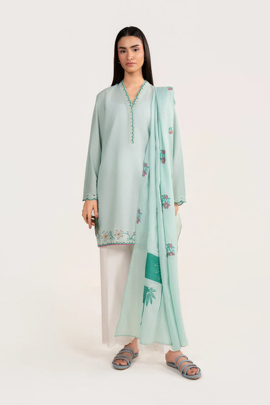 two piece embroidered lawn suit