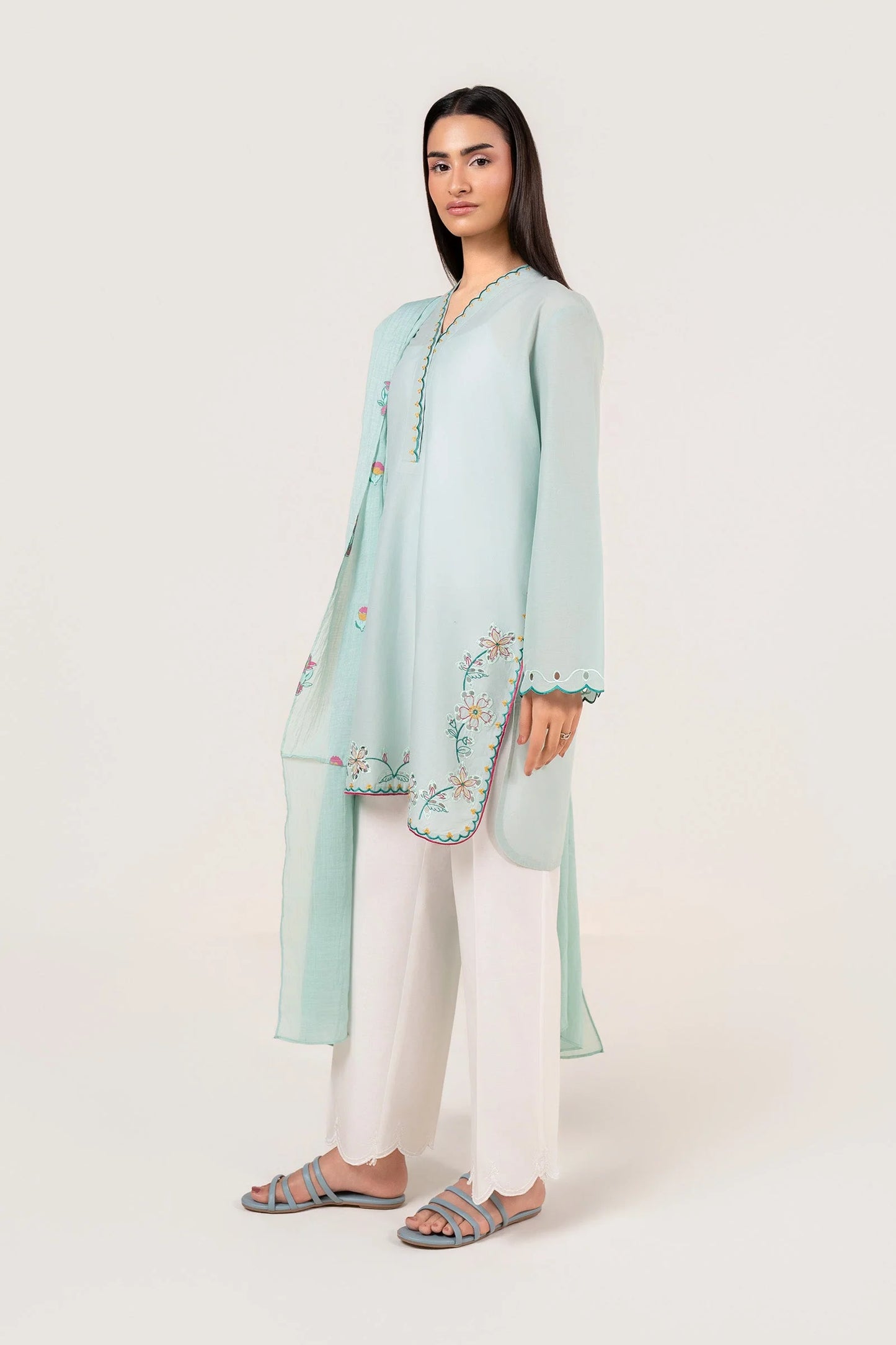 two piece embroidered lawn suit